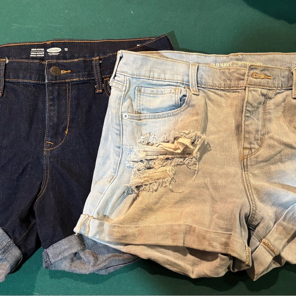 Old Navy Dark and Light Blue Denim Shorts Set